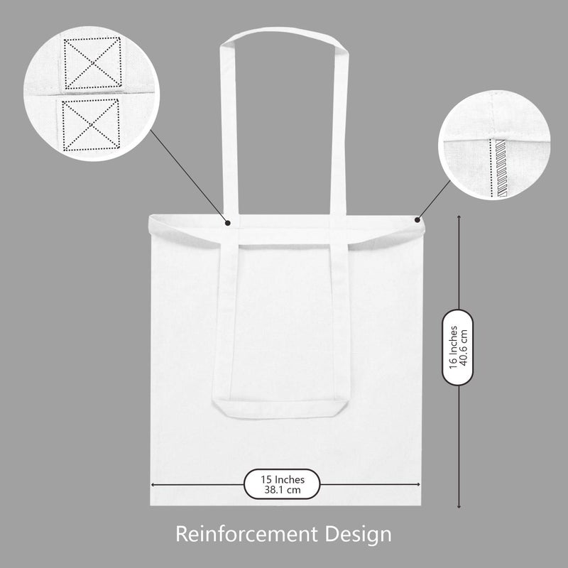 TOPDesign 5-Pack Economical 16"x15" White Cotton Tote Bag, Lightweight Medium Reusable Grocery Shopping Cloth Bags, Suitable for DIY, Advertising, Promotion, Gift, Activity - Image 5